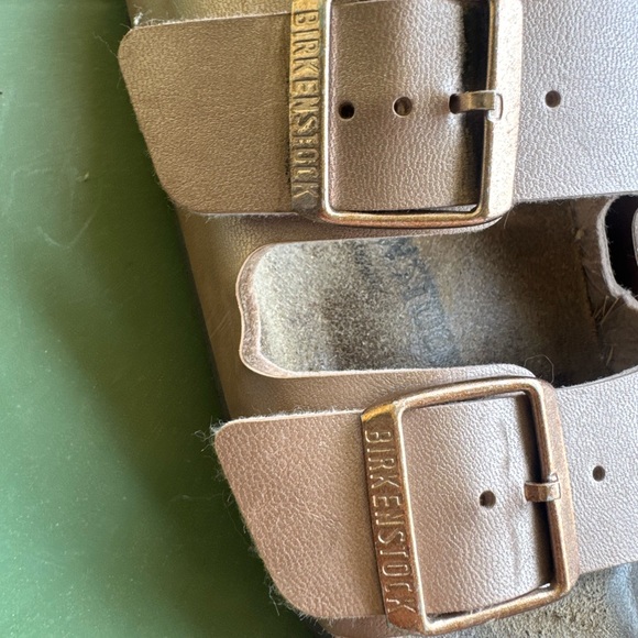 Birkenstock Two-Strap Sandals in Metallic Rose Gold - Picture 2 of 5